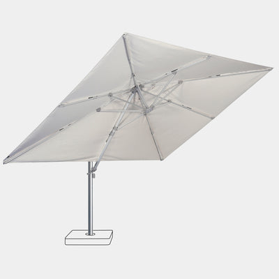Parasol déporté anti-vent Mistral 3x4m structure gris clair