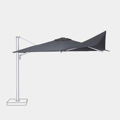 Parasol déporté anti-vent Mistral 3x4m structure gris clair