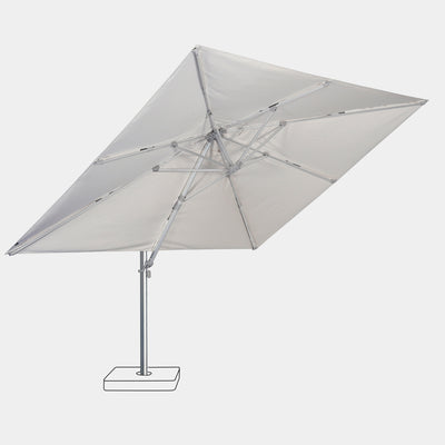 Parasol déporté anti-vent Mistral 3x4m structure gris clair