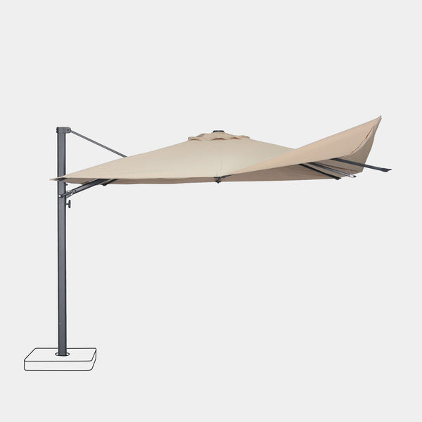 Parasol déporté anti-vent Mistral 3x4m structure gris anthracite