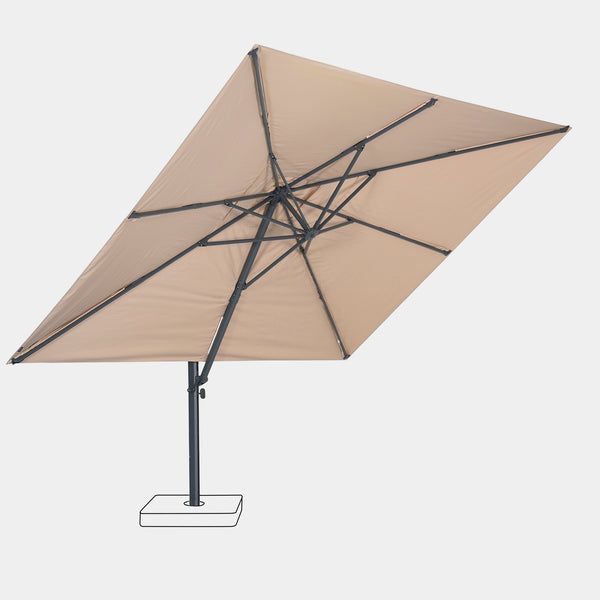 Parasol déporté anti-vent Mistral 3x4m structure gris anthracite