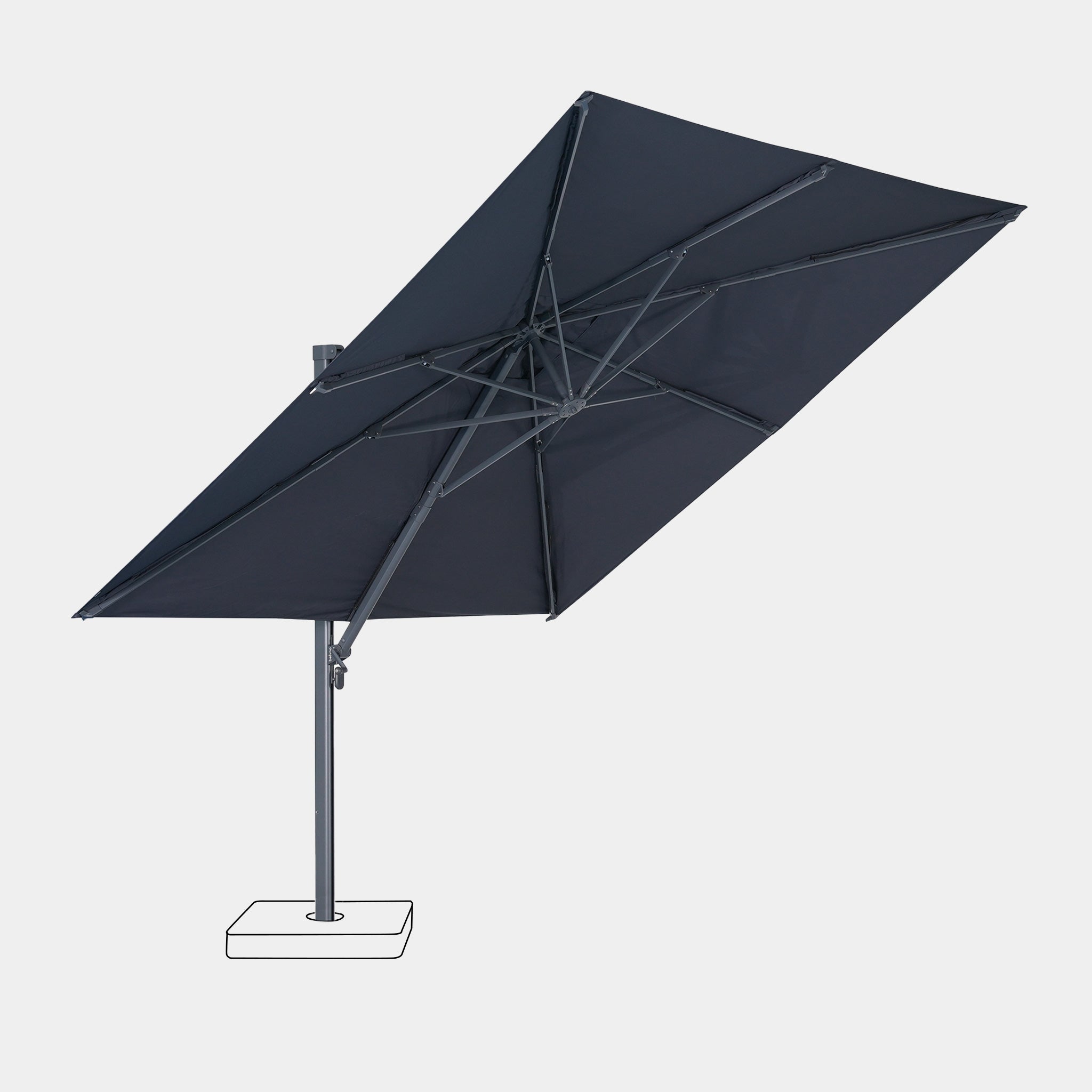 Parasol déporté anti-vent Mistral 3x4m structure gris anthracite