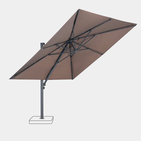 Parasol déporté anti-vent Mistral 3x4m structure gris anthracite