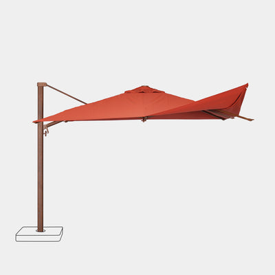 Parasol déporté anti-vent Mistral 3x4m structure effet bois