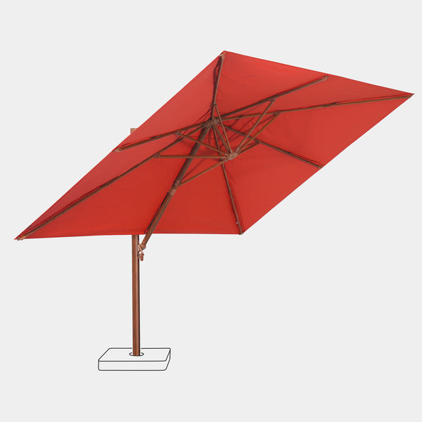 Parasol déporté anti-vent Mistral 3x4m structure effet bois