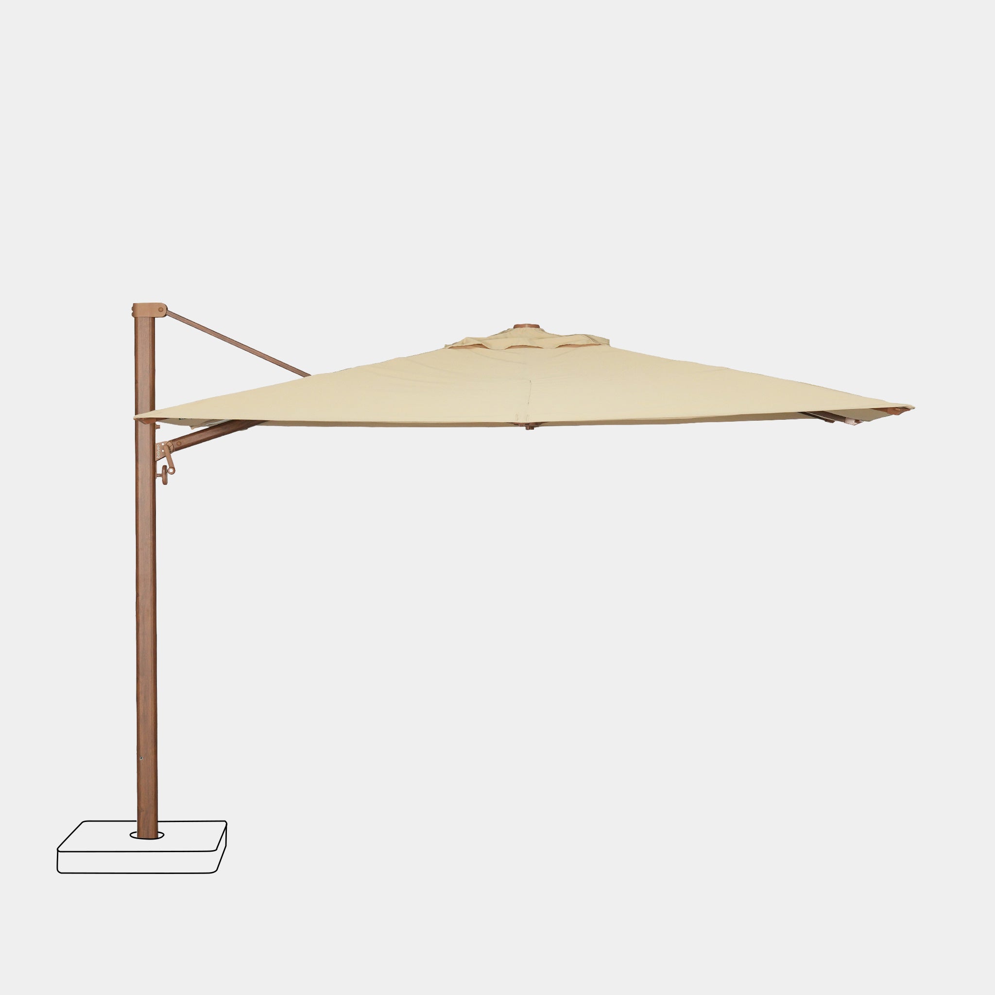 Parasol déporté anti-vent Mistral 3x4m structure effet bois