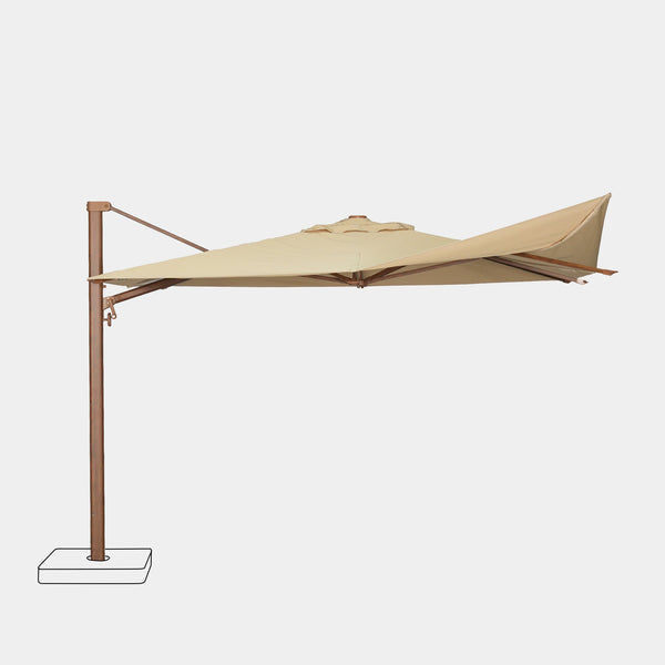 Parasol déporté anti-vent Mistral 3x4m structure effet bois