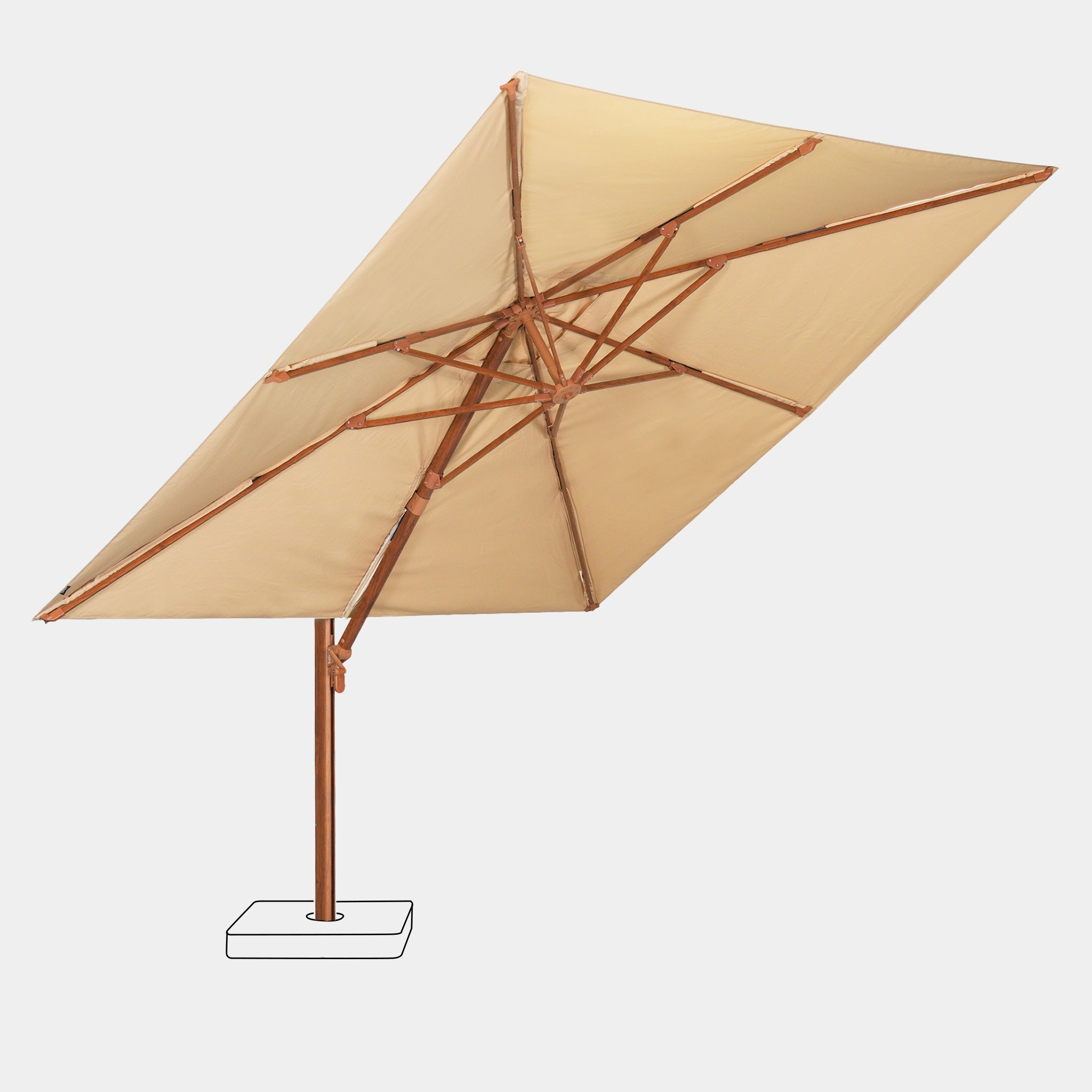 Parasol déporté anti-vent Mistral 3x4m structure effet bois
