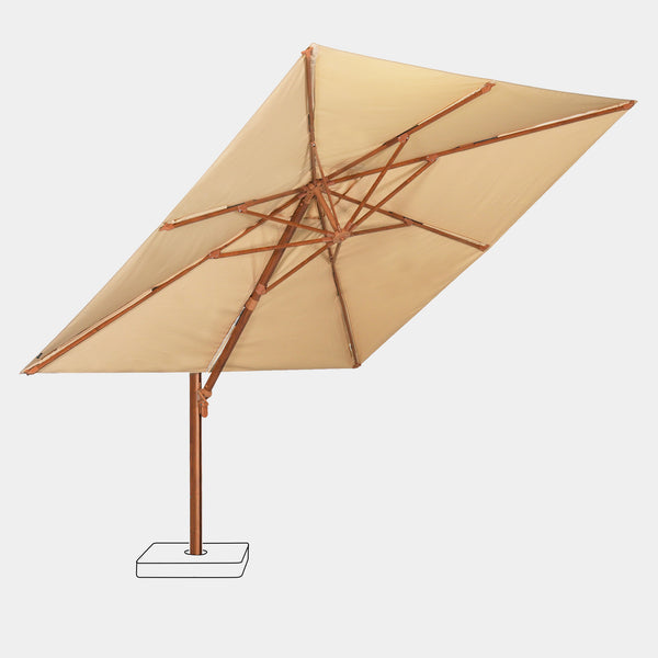 Parasol déporté anti-vent Mistral 3x4m structure effet bois