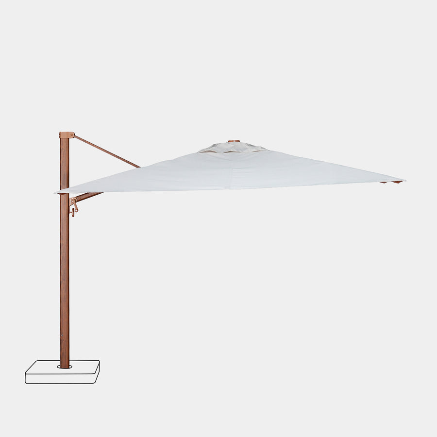 Parasol déporté anti-vent Mistral 3x4m structure effet bois