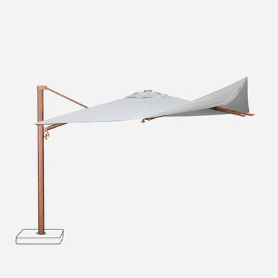 Parasol déporté anti-vent Mistral 3x4m structure effet bois
