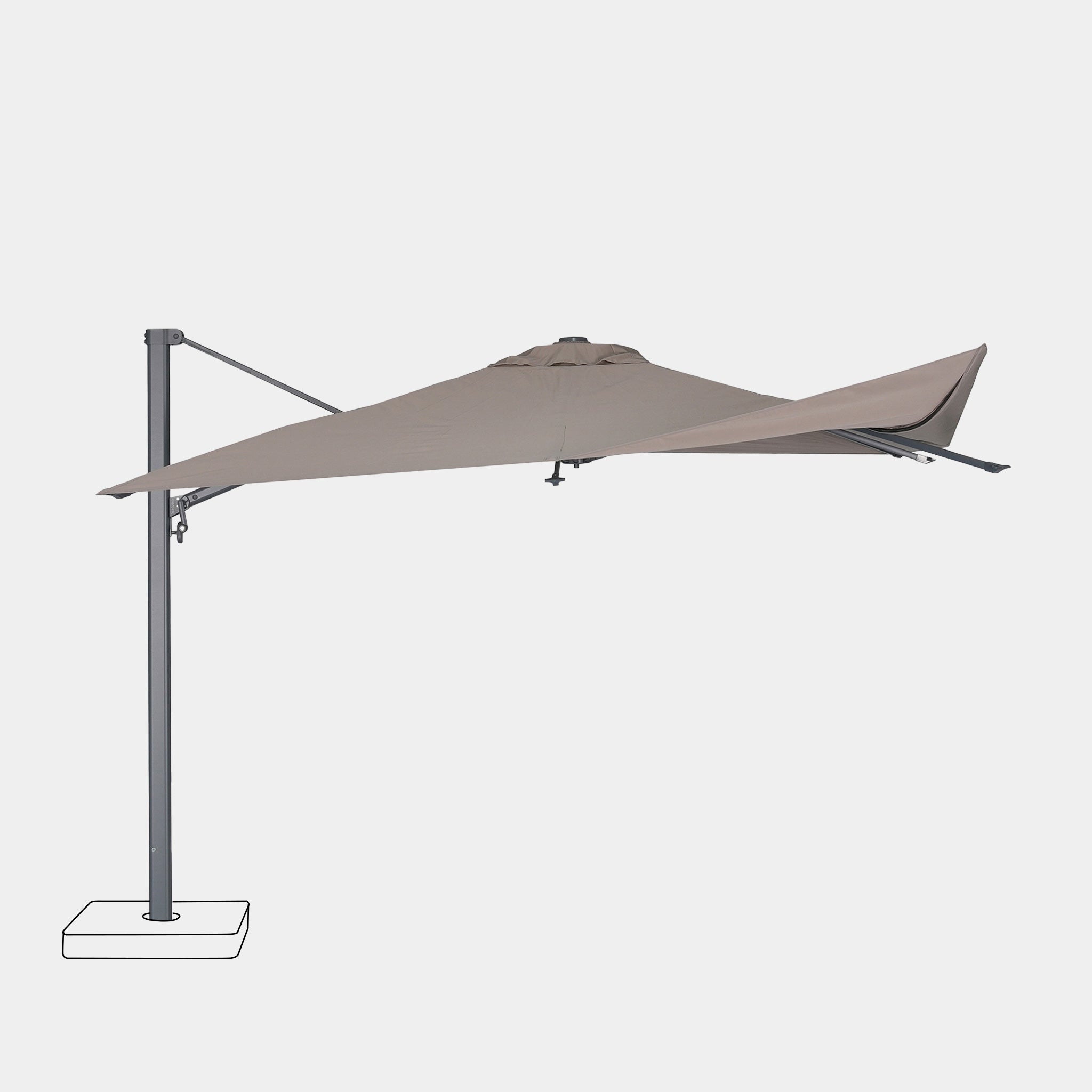 Parasol déporté anti-vent Mistral 3x4m structure gris anthracite