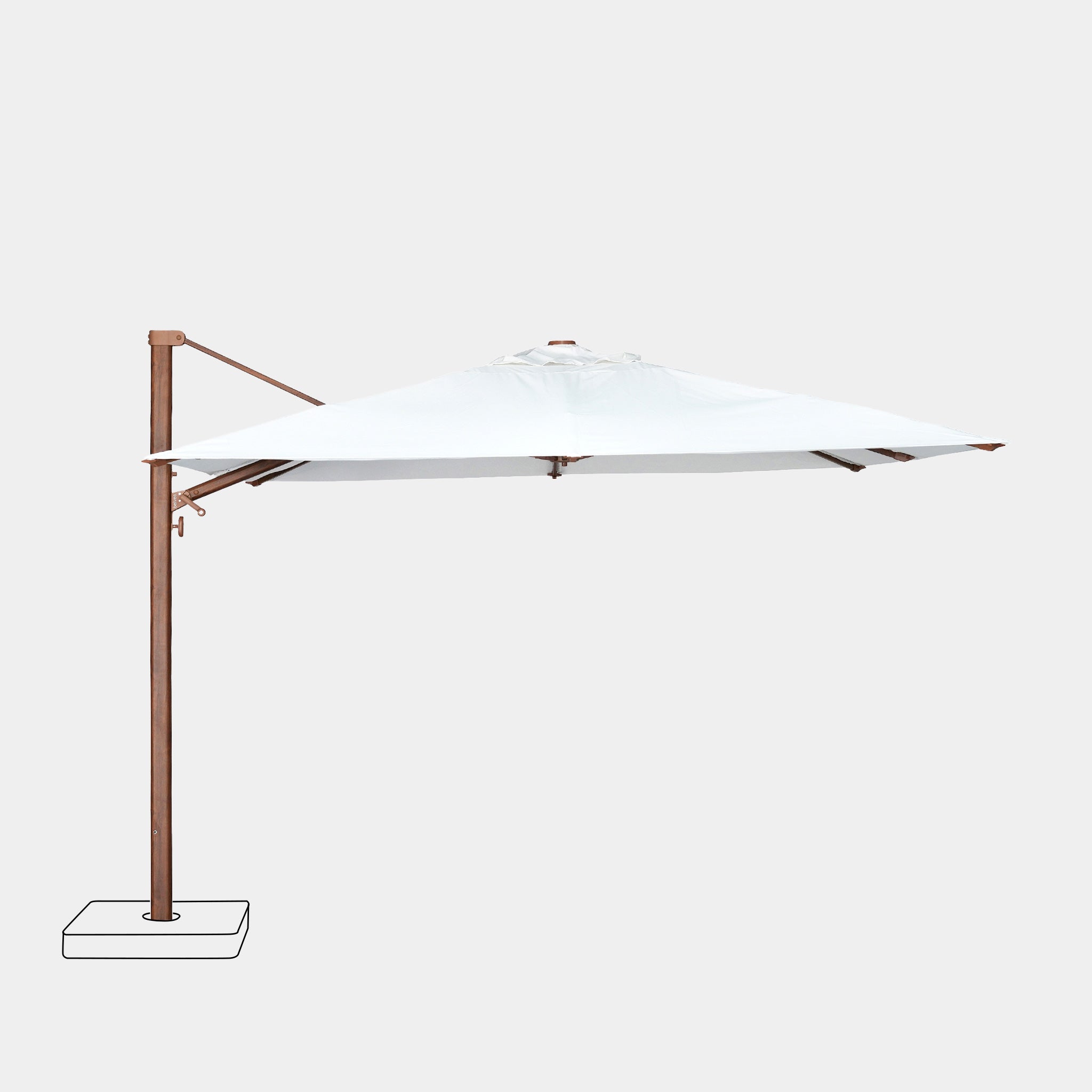 Parasol déporté anti-vent Mistral 3x4m structure effet bois