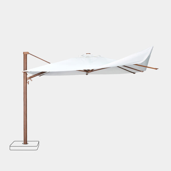 Parasol déporté anti-vent Mistral 3x4m structure effet bois