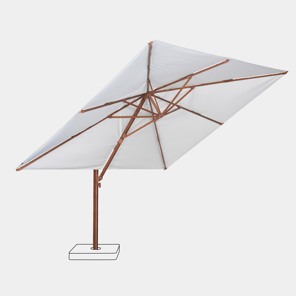 Parasol déporté anti-vent Mistral 3x4m structure effet bois