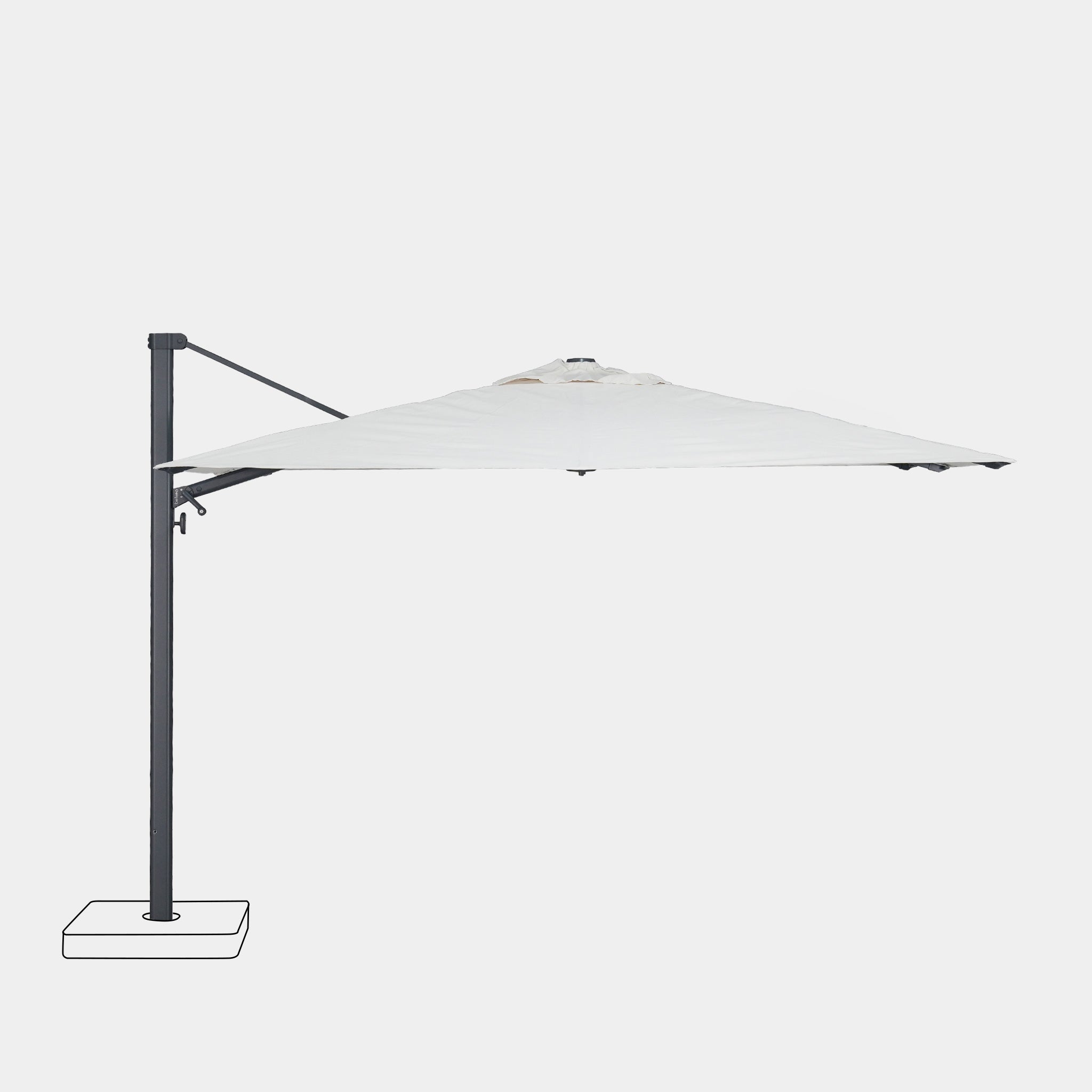 Parasol déporté anti-vent Mistral 3x3m structure gris anthracite